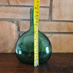 Vintage Emerald Green Glass Flask Style Wine Bottle 8.5&Prime; Tall