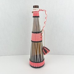 Vintage Spanish Barware Plastic Wicker Wrapped Wine Bottle 15” Decanter