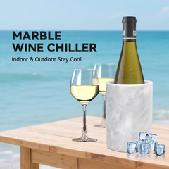 White Marble Stone Wine and Champagne Bottle Chiller Cooler – 7&Prime; X 5&Prime; | Elegant