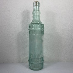 Vintage Decorative Blue Glass Textured Wine Bottle – 12 1/4 inches READ