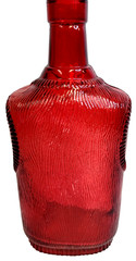 Vintage Ruby Red Liquor Or Wine Bottle/ Decanter Shaped As A Tuxedo.
