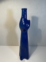 Rheinhessen Riesling Glossy Royal Blue Happy Cat Empty Wine Bottle 13&Prime; Tall 2018