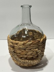Vintage Wicker Wrapped 10.75&Prime; Demijohn Glass Wine Bottle