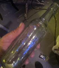 Clear Glass Wine Bottle Collectible Modern Long Neck Decorative- round bottom!