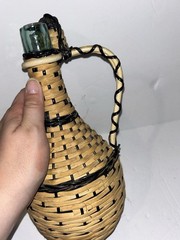 Wicker Wrapped Glass Bottle Demijohn Handle Decanter