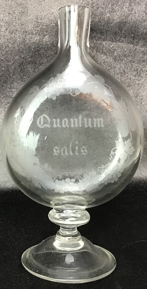 Antique Quantum Satis Wine Tasting Bottle Latin « Just Enough »