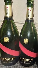 G.H. Mumm Empty Champagne Bottle 12” Green Red Gold Classic with original cork