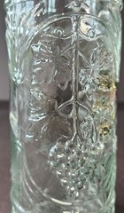 Lot of 5 Bottles Williams Sonoma Clear Pressed Glass Grapes Grapevines 9&Prime; & 12&Prime;