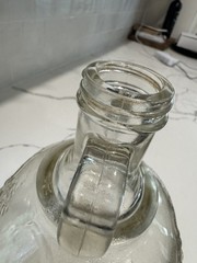 ANTIQUE GLASS WINE JUG GRAPE EMBOSSED ONE GALLON ART DECO BY BALL GLASS WITH CAP