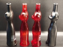 Lot of 4 Red & Black EMPTY 2012 Mosel Riesling 13” Cat Shaped Bottles