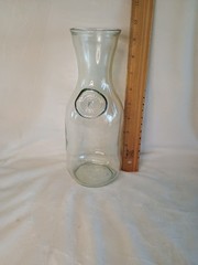 Vintage Owen-Illinois Glass Carafe Liter Embossed Since 1852 9.75&Prime; Tall