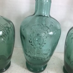 Cantine Vaselli Orvieto Green Blue Set Of Wine Bottles 6 Inch Embossed Vintage