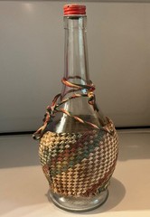 MCM Roma Wines Clear Glass Chianti Fiasco Bottle Woven Raffia&Dripless Cap