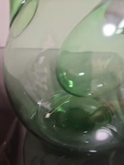 VTG HAND BLOWN GREEN GLASS WINE BOTTLE DECANTER WITH ICE CHAMBER FROM ITALY