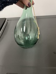Hand Blown Green Glass Wine Bottle – Torpedo Round Bottom