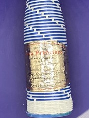 Vintage Glass Wine Bottle Blue Wicker Wrapped w Lid Spanish Spain Bar Décor ‘64