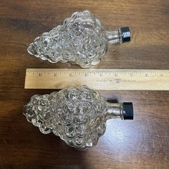 2 Vintage Clear Glass Grapes Cluster Shaped Wine Bottle Decanter Stamped Turkey
