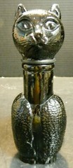 Seguso Bischoff Black Cat Glass Wine Bottle Italy 6.5&Prime; x 3.75&Prime; x 2.25&Prime; Very Good