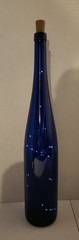 Very Tall 19&Prime; Cobalt Blue Glass Wine Bottle With Fiber Light String Cork
