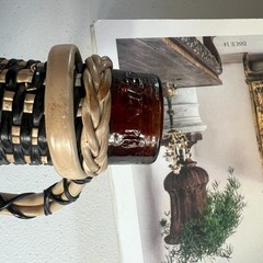 Vintage V Levante Bottle Spanish Woven Wicker Covered Brown Glass