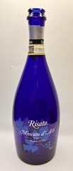 VTG WINE BOTTLE RISATA MOSCATO 25.4 Oz BLUE GLASS