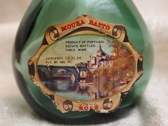 2 Small Vintage Green Glass Rose Bela & Moura Basto Wine Empty Bottles Portugal