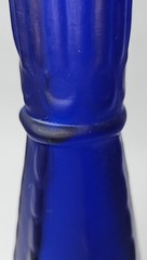 Vintage MCM Pair Morey Mallorca Frosted Cobalt Blue Glass Wine Bottles 11 1/2&Prime; T