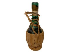 Vintage 1966 Italian Melini Chianti Wicker Wrapped One Pint Wine Bottle Empty
