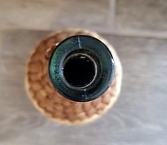 Wicker Wrapped Clear Bottle With Wicker Top 11&Prime;