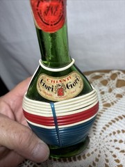 Vintage Chianti Wine Bottles Italy Green Multi-Color Decorative Basket Set