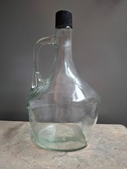 One half gallon clear glass bottle,large jar, Catawba Wine