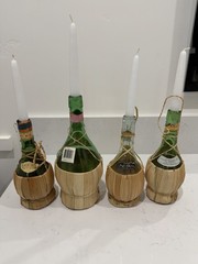 Vintage Chianti Wine Bottles Lot Of 4