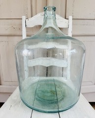 Vintage Carboy 5 Gallon Wine Bottle Jug DemiJohn Antique Blue Green Glass Unique