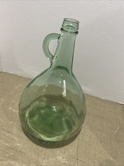 Vintage Almaden One Gallon green glass wine bottle with Handle 13” Tall MCM