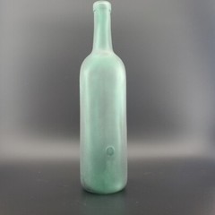 Frosted Green Glass Bottle Bong w/ Lucky Buddha Etched & Hole in Back 12&Prime;inx3&Prime;in