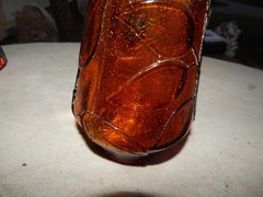 Vintage Brown? Glass Flower Genie Bottle Wine Bottle Decanter Italy Estate Find