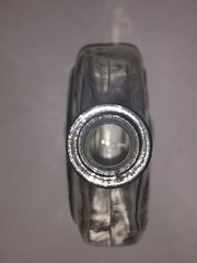 Vintage Grape and Vine Round Bottle Wine 9.75” Tall Clear Glass Embossed Vase