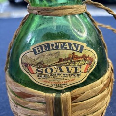 Vintage 1961 Bertani Soave Italian Wine Bottle Hanging With Wicker Basket