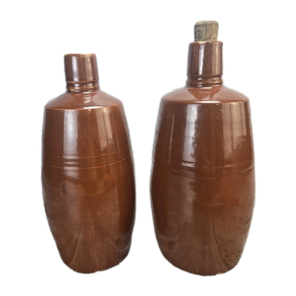 Vintage Stoneware Moonshine Wine Bottles Red/Brown Jugs