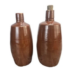 Vintage Stoneware Moonshine Wine Bottles Red/Brown Jugs
