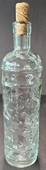 Lot of 5 Bottles Williams Sonoma Clear Pressed Glass Grapes Grapevines 9&Prime; & 12&Prime;