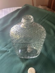 Vintage Wine Bottle Jug Clear Glass Embossed Design One-half Gallon