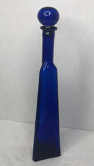 Vintage Triangle Cobalt Blue Wine Bottle & Cork Stopper