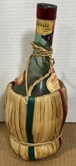 Vintage Italy 1955 Chianti Colline Senesi Wicker Wrap Green Glass Bottle Empty