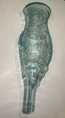 Vintage 13 1/4” Fish Shaped Clear Glass blue / green Wine Bottle Italian.