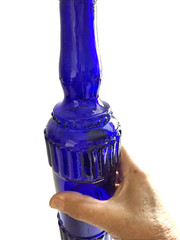 *Vintage Cobalt Blue Wine Glass Decorative Bottle 12.5&Prime;