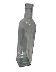 Vintage 50 mm Glass Wine Bottle Tall Aqua Clear Green Collectible Square Bottle
