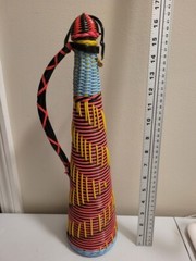 Vintage 50&rsquo;s 60&rsquo;s ? Bohemian Wine Decanter Plastic Wicker Wrapped Bottle SPAIN
