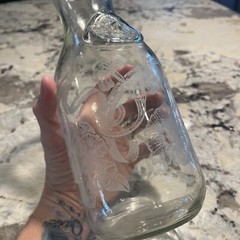Vintage Embossed Paul Masson Wine Carafe Clear with white floral pattern 10”