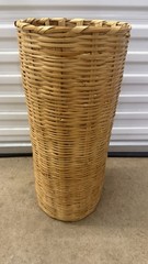 Large Vintage Rattan Wicker Vase Pitcher 24” Tall And 10” Wide